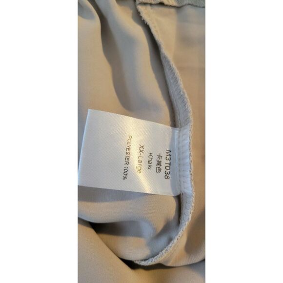 Wide Leg Split Palazzo Flowy Loose Elastic Waist Khaki Pants Sz XXL - Picture 5 of 6